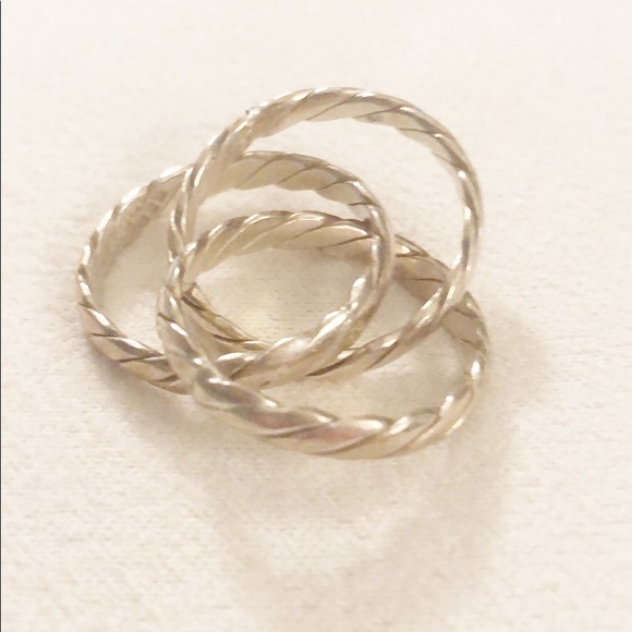 Sterling 3-band rolling interlocking ring - Picture 1 of 5